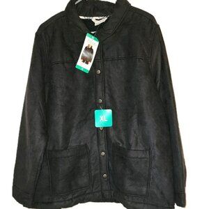 Boston Traders NWT Women's Black Faux Suede Sherpa Utility Trucker Jacket Sz XL